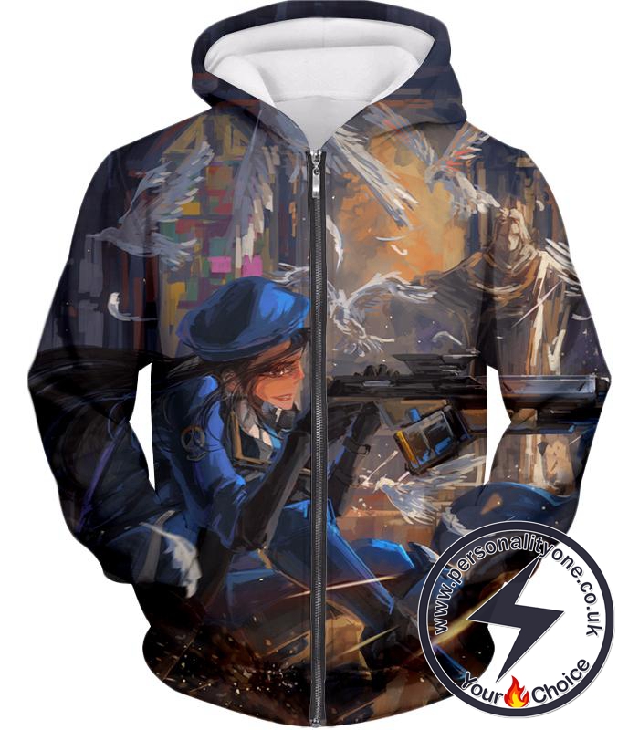 Overwatch Elite Sniper Ana Amari Zip Up Hoodie